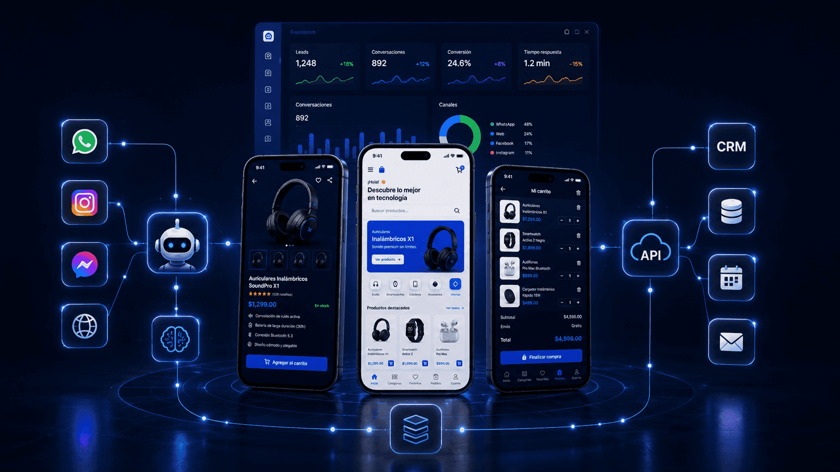 Dashboard connected to mobile preview